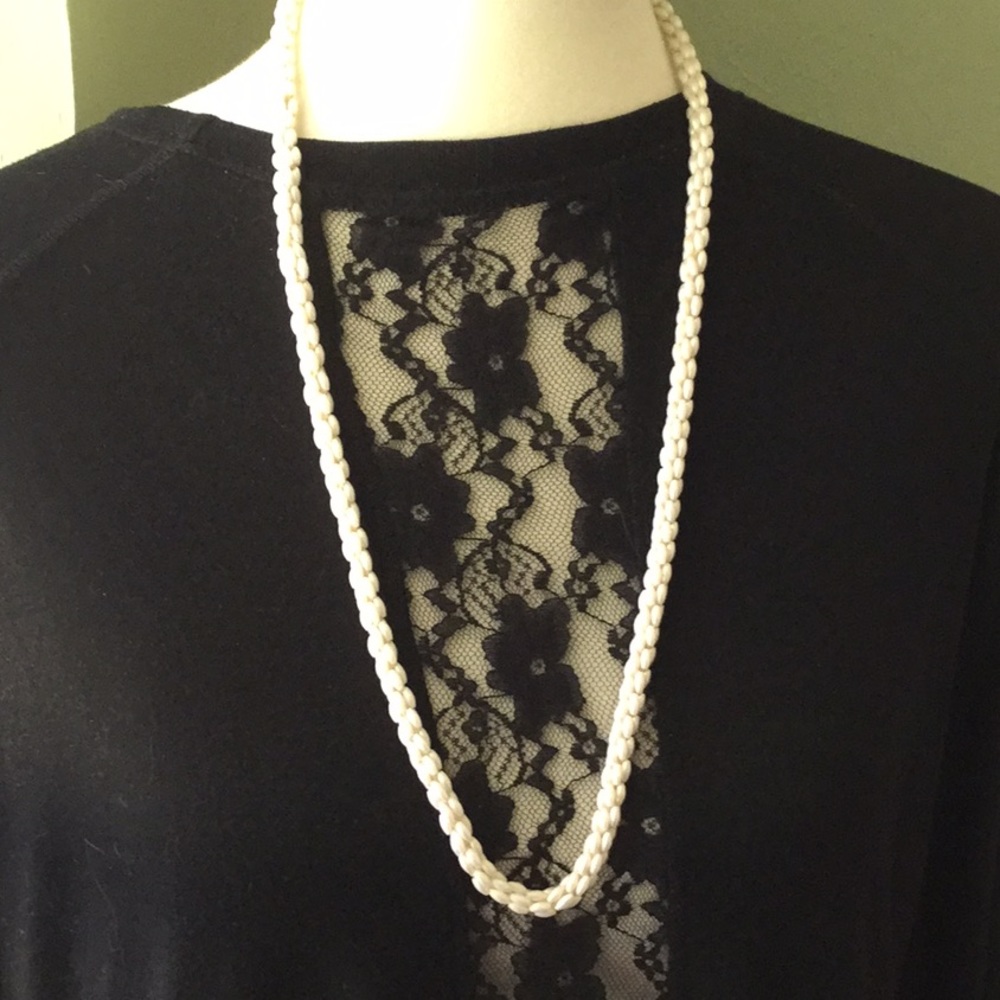 Vtg 30”Shell White Rice Beads 30”Long StringTied